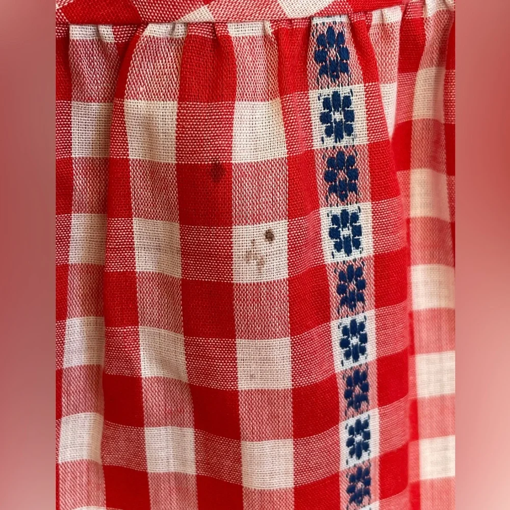 *sold*1970s Vintage LANZ ORIGINALS Red White and Blue Gingham Halter Maxi Dress - Picture 9 of 10